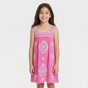 Funky People girls dress embroidered cotton boho pink size S